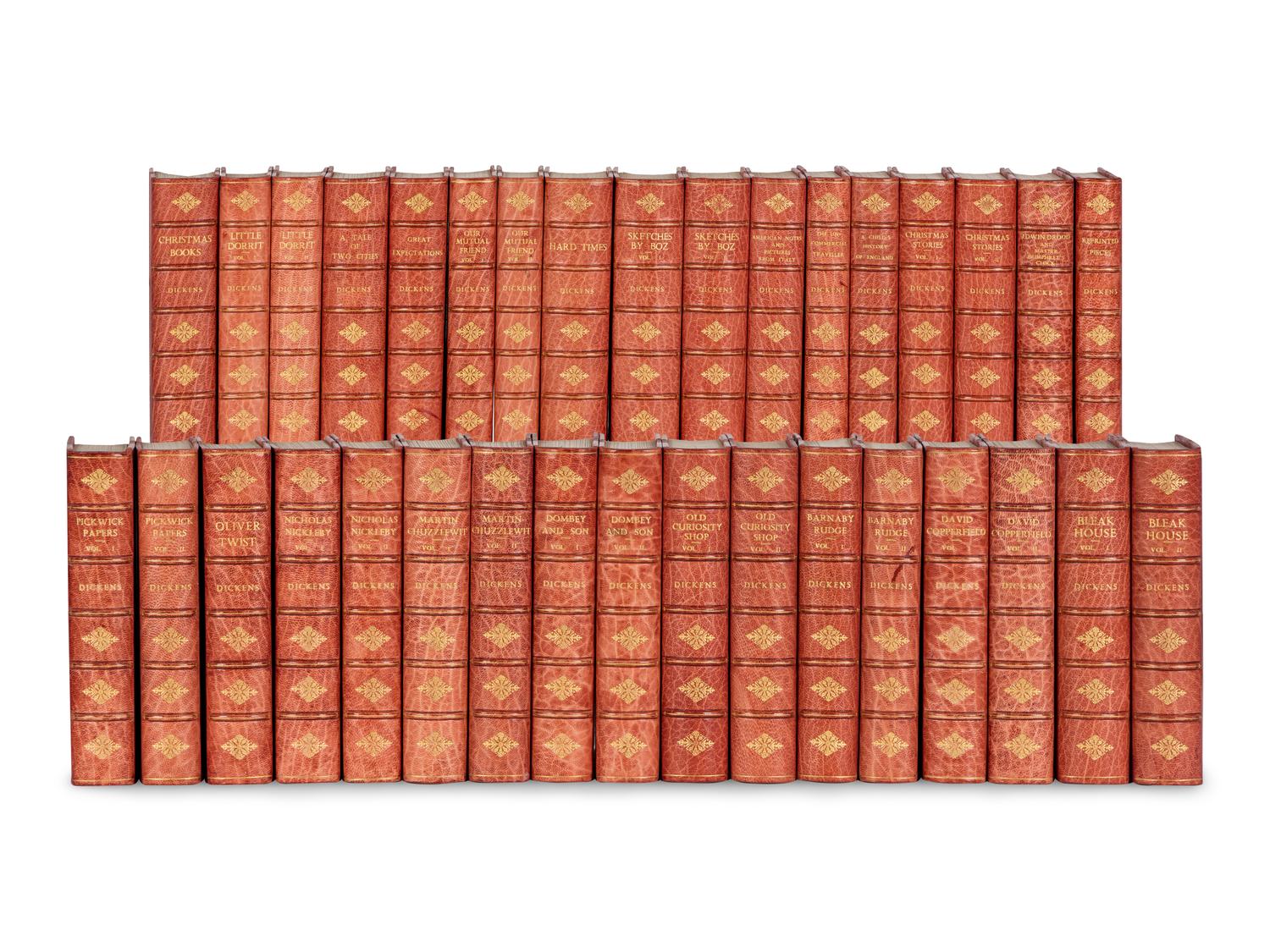 DICKENS, Charles (1812-1870). The Works . Andrew Lang, editor. London and New York: Chapman & Hall, and Charles Scribner’s Sons, [1897-1899].