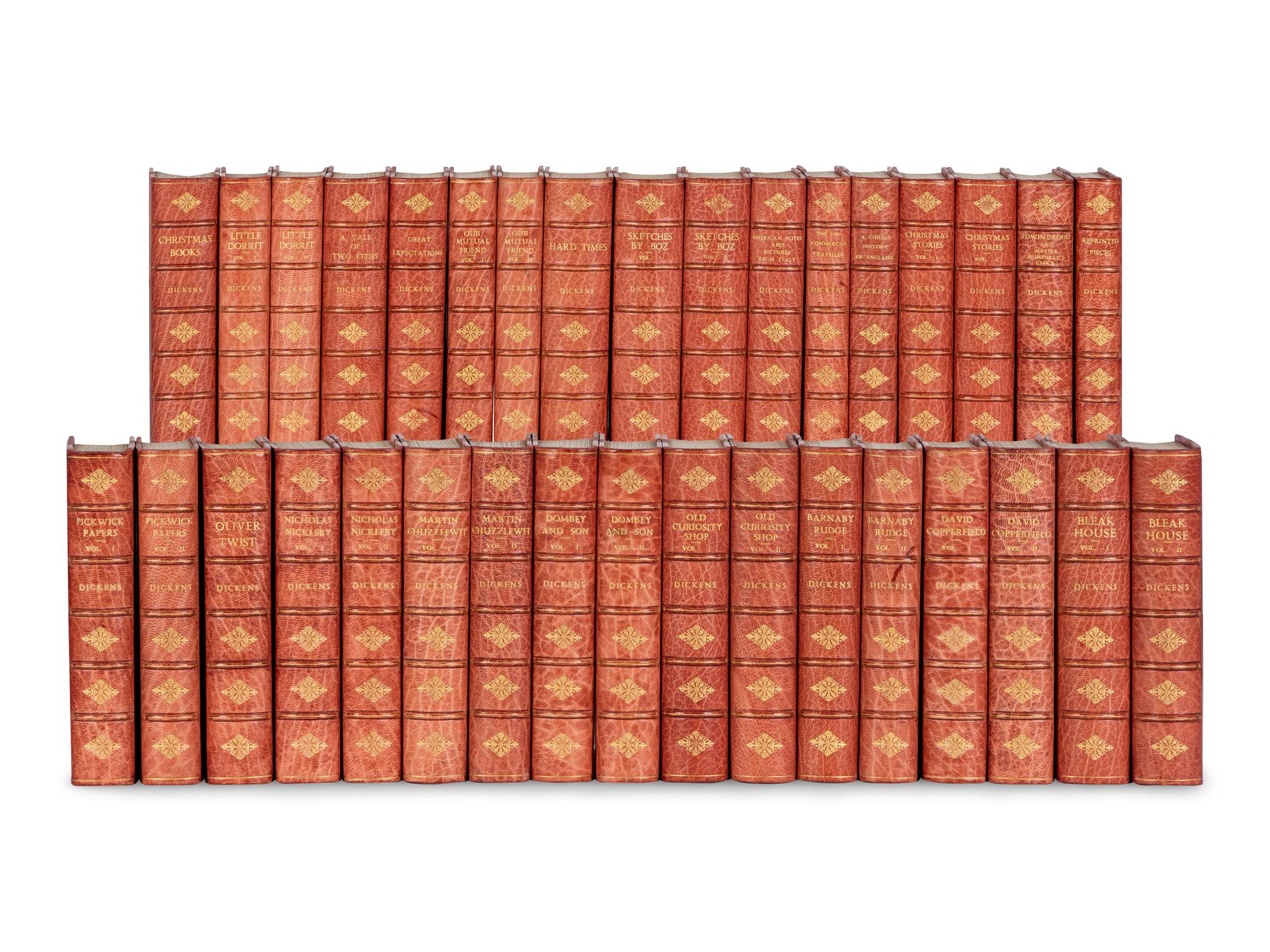DICKENS, Charles (1812-1870). The Works . Andrew Lang, editor. London and New York: Chapman & Hall, and Charles Scribner’s Sons, [1897-1899].