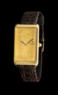 An 18 Karat Yellow Gold Ingot Watch, Corum,