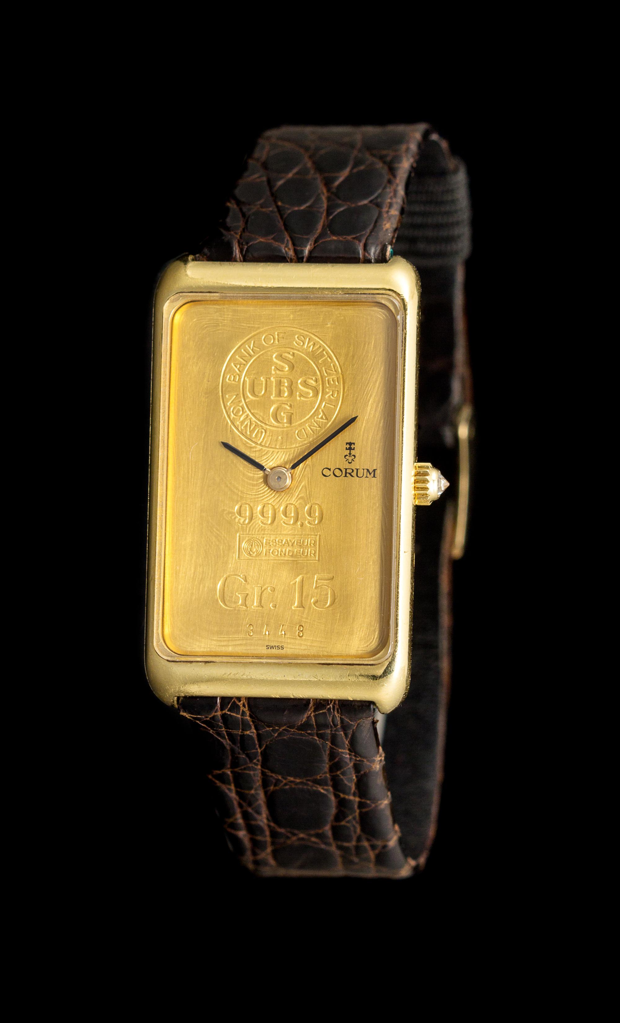 An 18 Karat Yellow Gold Ingot Watch, Corum,