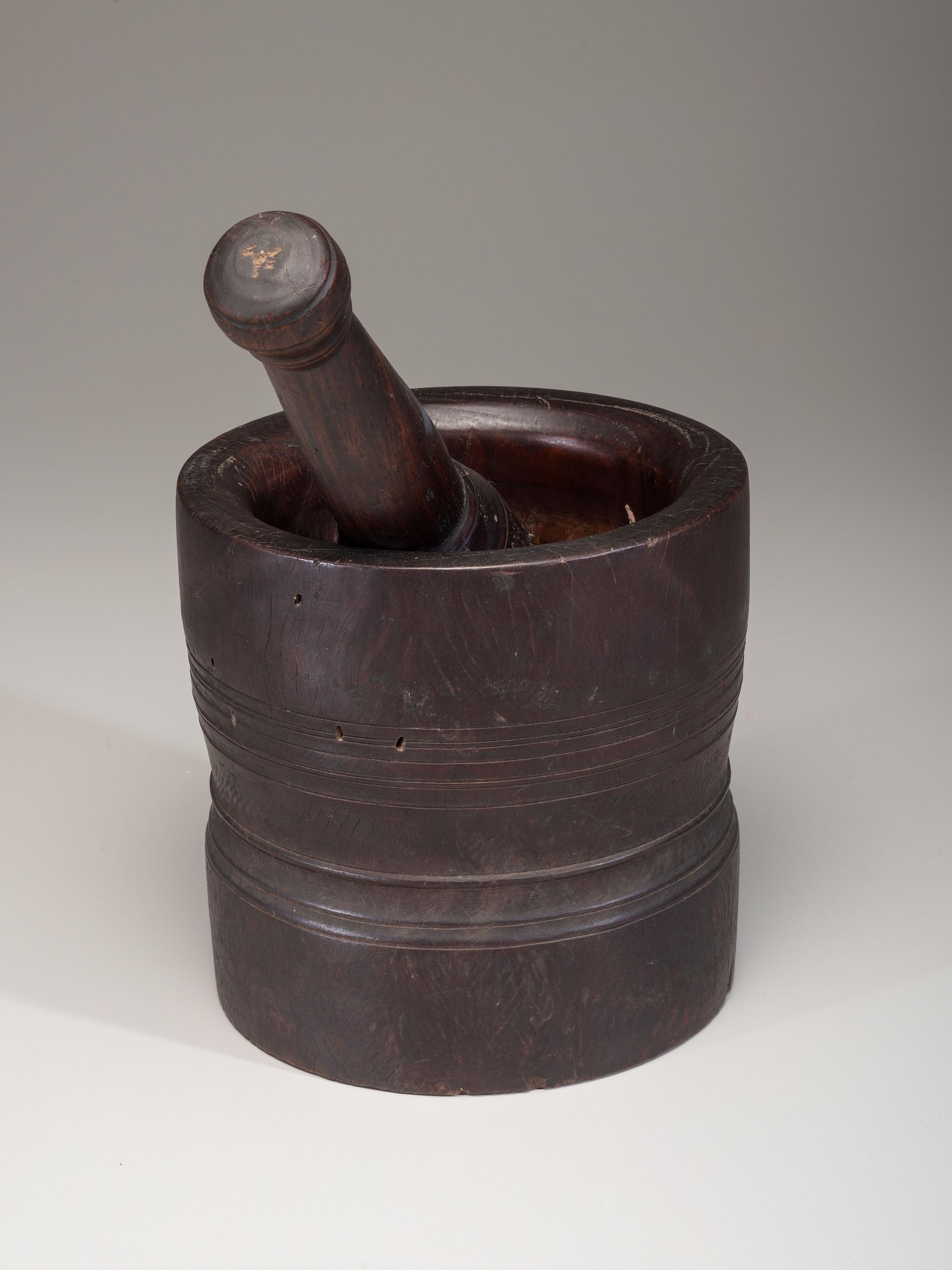 A Lignum Vitae Mortar and Pestle