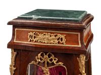 A Pair of Louis XV Style Gilt Metal Mounted Marble-Top Vitrine Cabinets