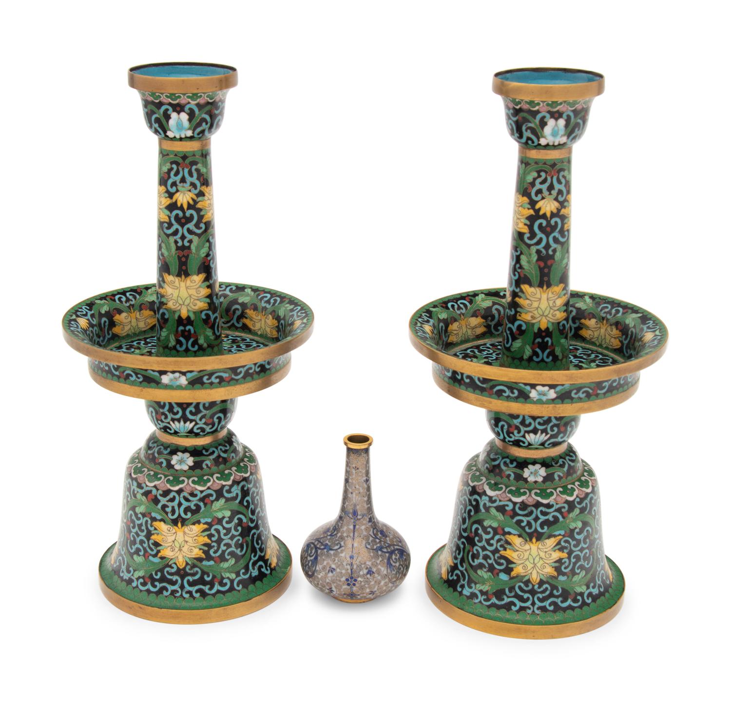 Three Chinese Cloisonne Enamel Wares