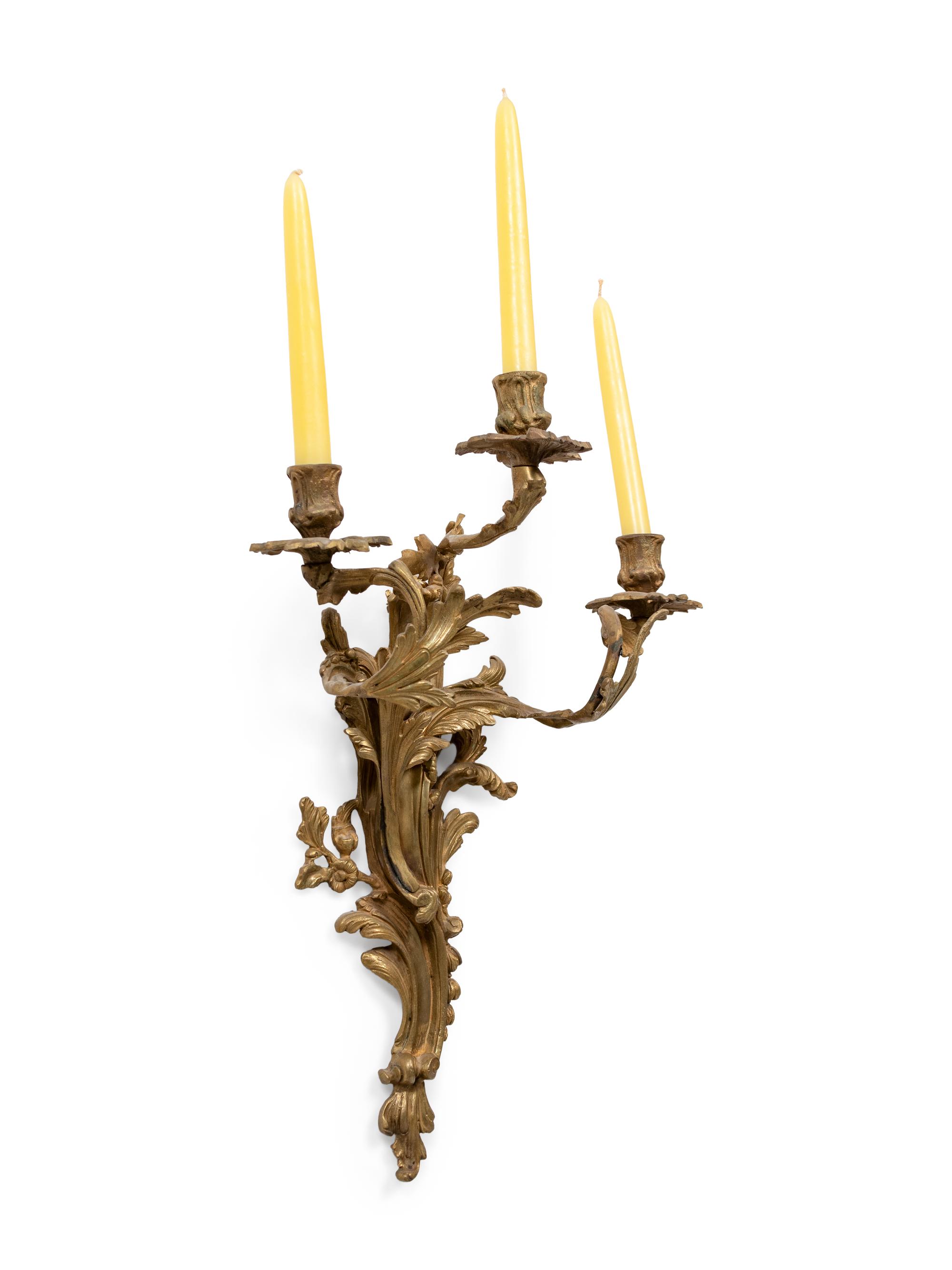 A Pair of Louis XV Style Bronze Sconces