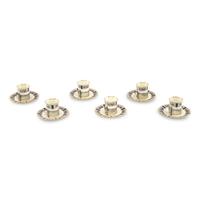 A Set of Six Aynsley Porcelain Coffee Cups and Saucers with Silver Liners