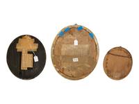 Three Continental Needlework and Silk Pictures in Gilt Frames