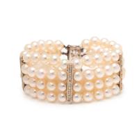 CULTURED PEARL AND DIAMOND BRACELET
