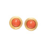 HENRY DUNAY, YELLOW GOLD AND CORAL EARRINGS