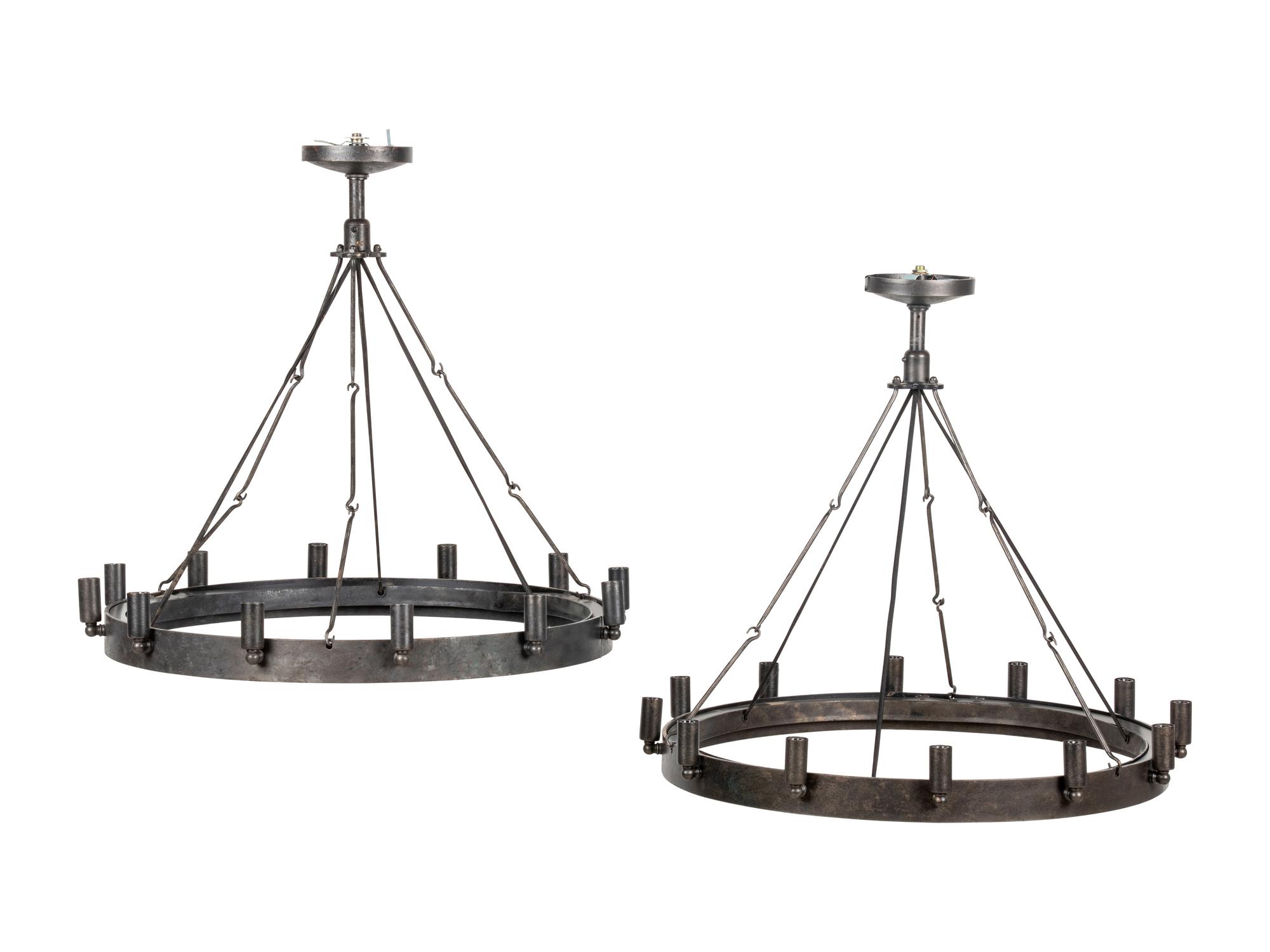 A Set of Four Twelve-Light Ring Fixtures
