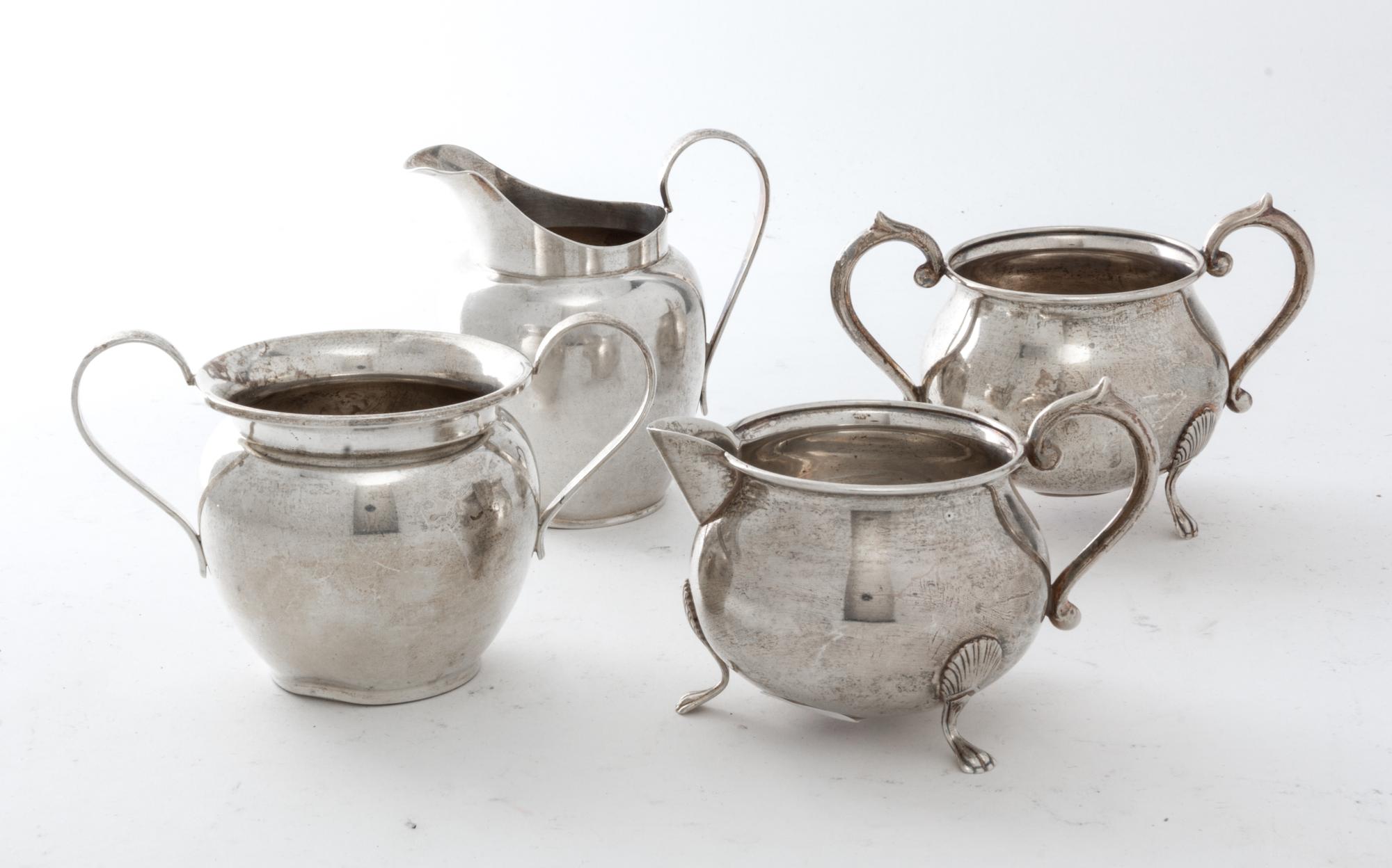 An American Silver Creamer and Matching Sugar Bowl Height of tallest 3 1/2 inches. — Watson, Attleboro, MA, 20th Century