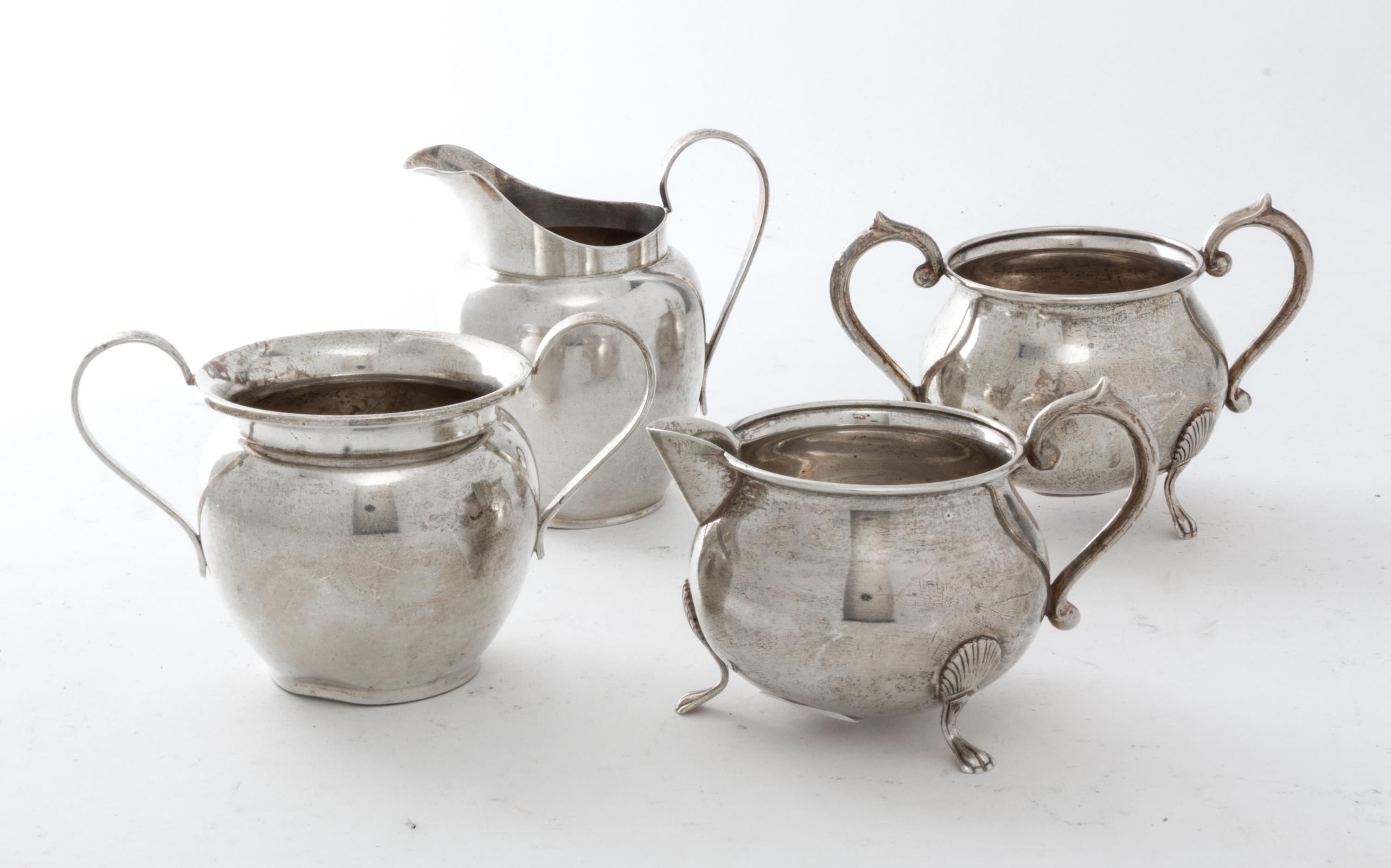 An American Silver Creamer and Matching Sugar Bowl Height of tallest 3 1/2 inches. — Watson, Attleboro, MA, 20th Century