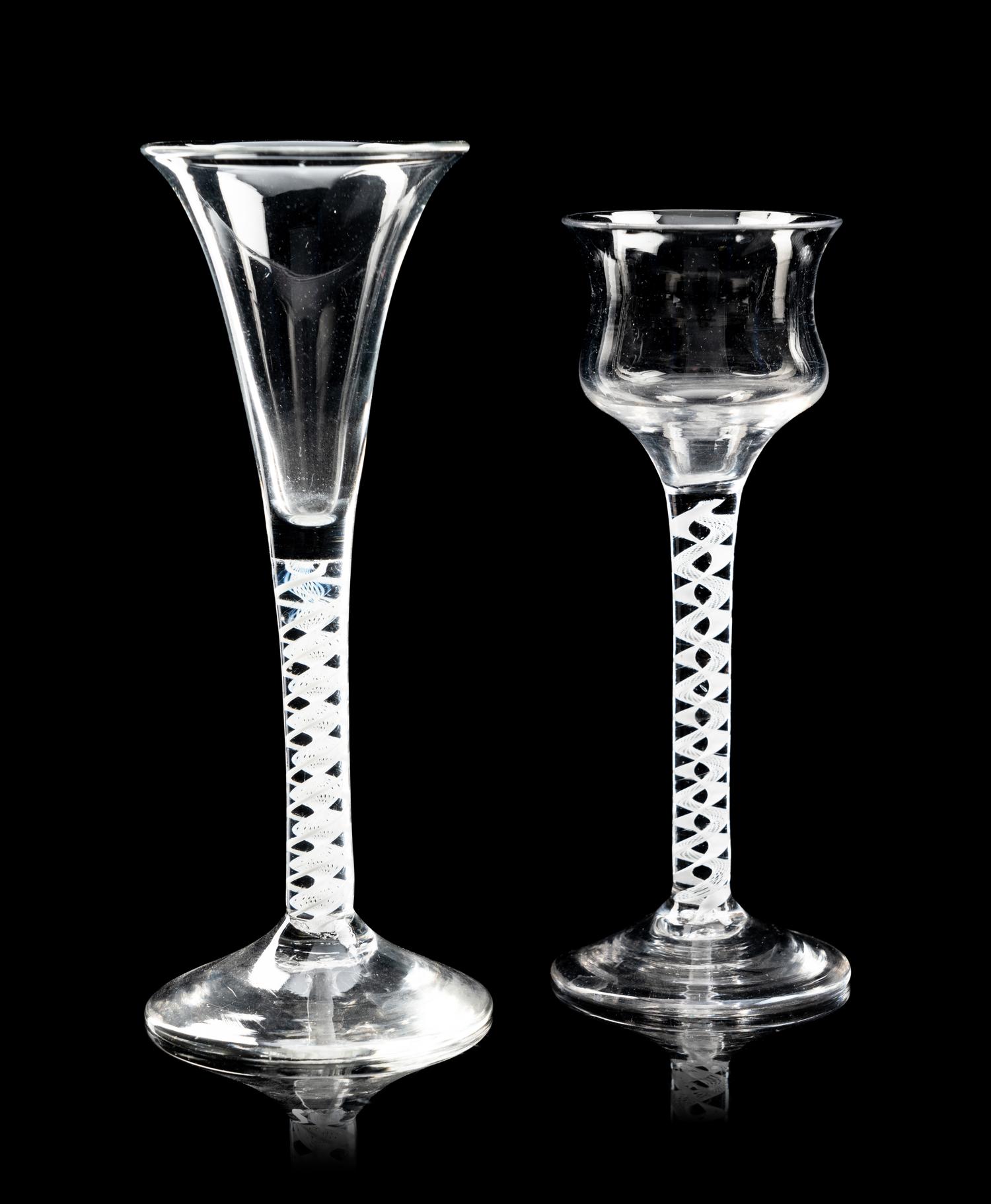 A Group of Five English Opaque Twist Wine Glasses