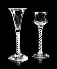 A Group of Five English Opaque Twist Wine Glasses