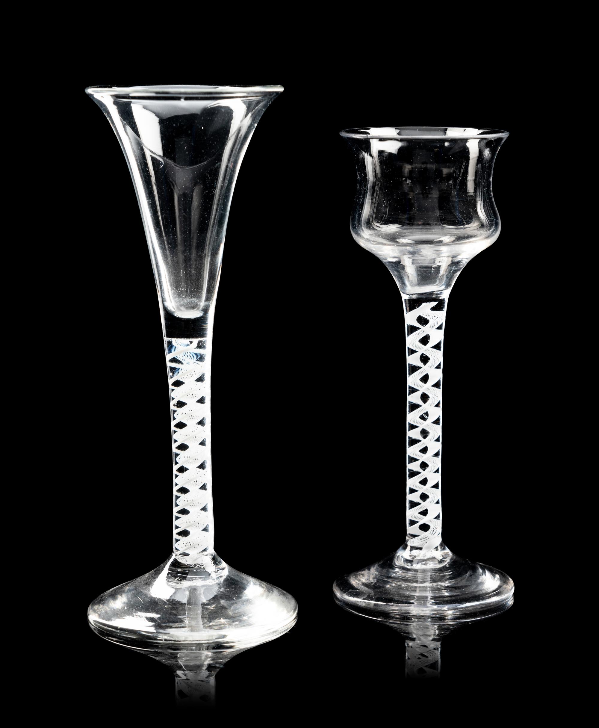 A Group of Five English Opaque Twist Wine Glasses