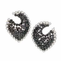 Black Diamond, Diamond, and White Gold Articulated Earrings