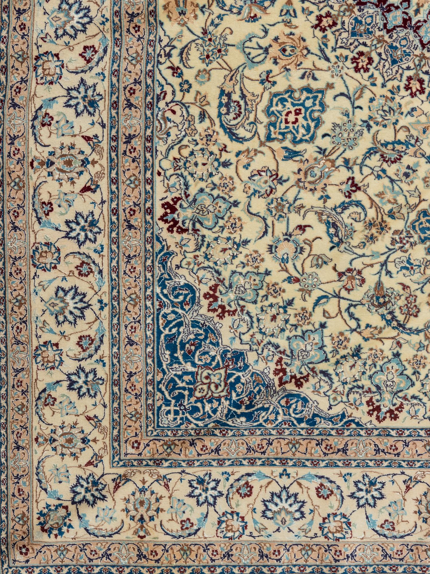 A Nain Silk and Wool Blend Rug