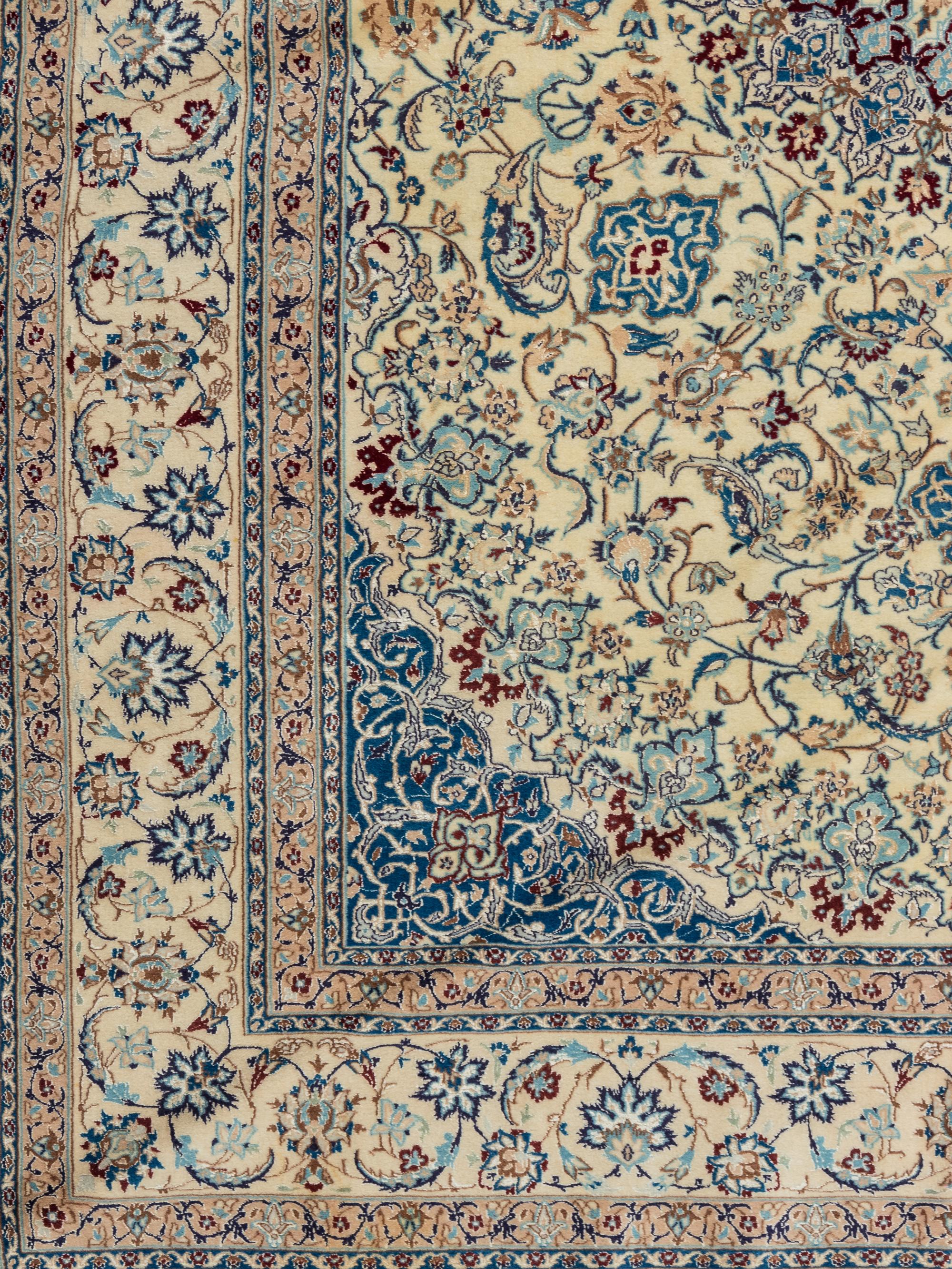 A Nain Silk and Wool Blend Rug