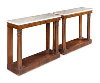 A Pair of George IV Gonçalo Alves Marble-Top Console Tables