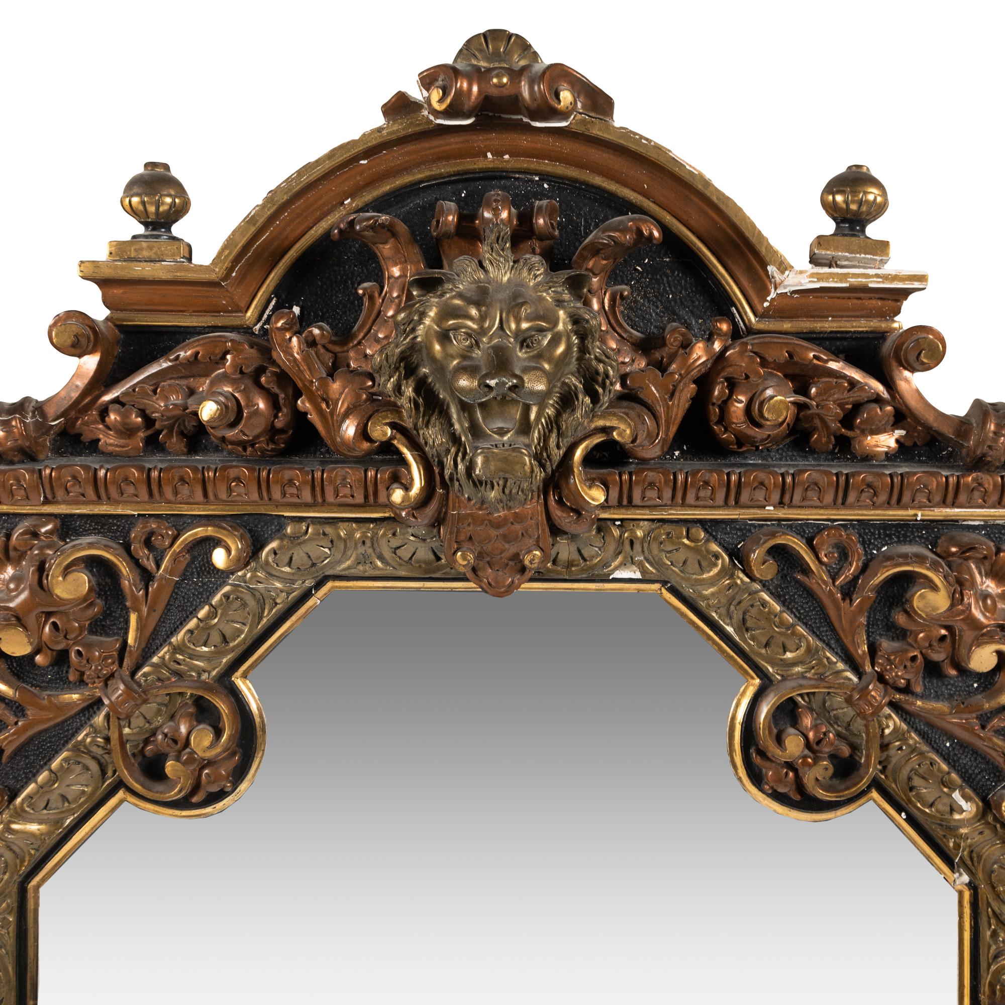 A Napoleon III Style Painted and Parcel Gilt Mirror