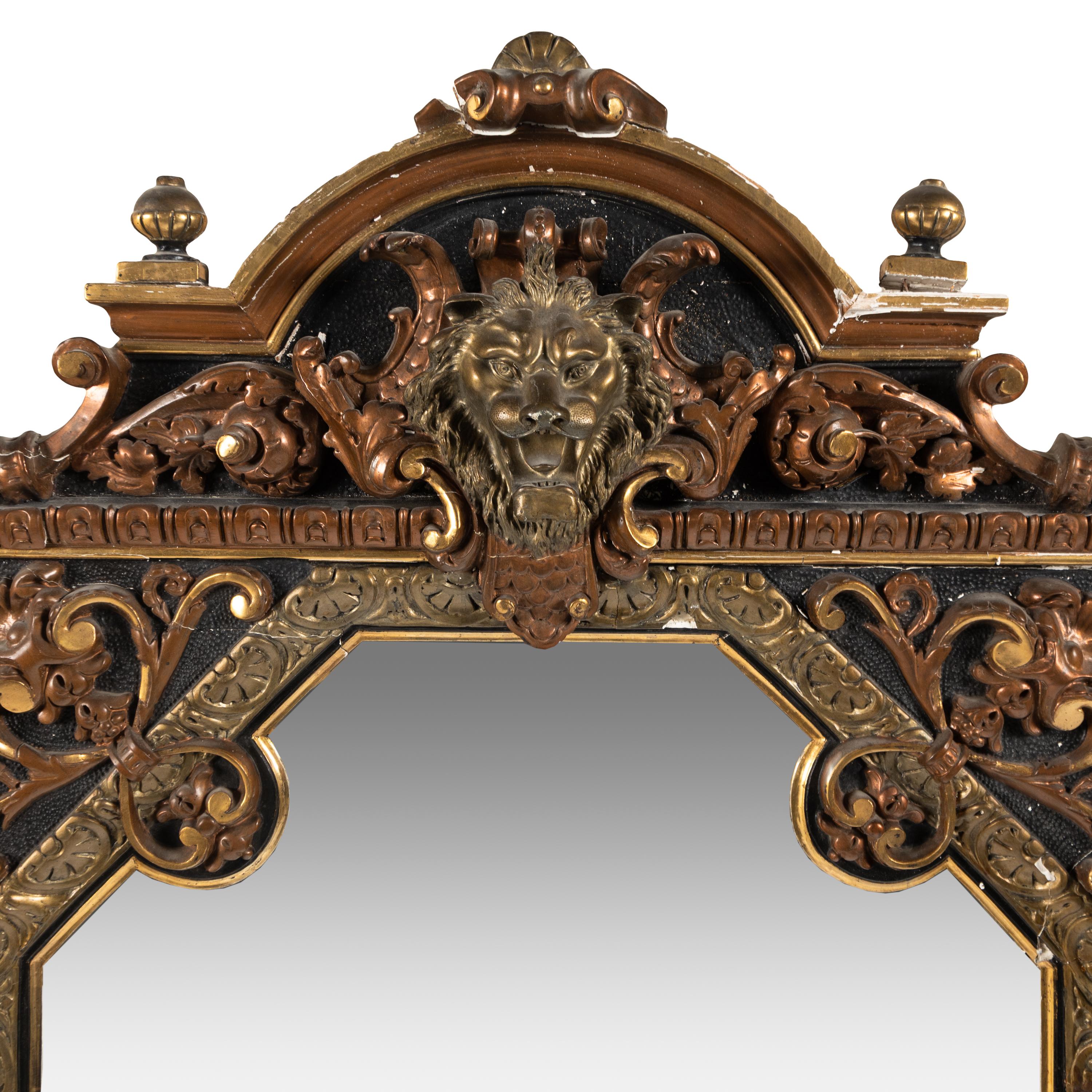 A Napoleon III Style Painted and Parcel Gilt Mirror