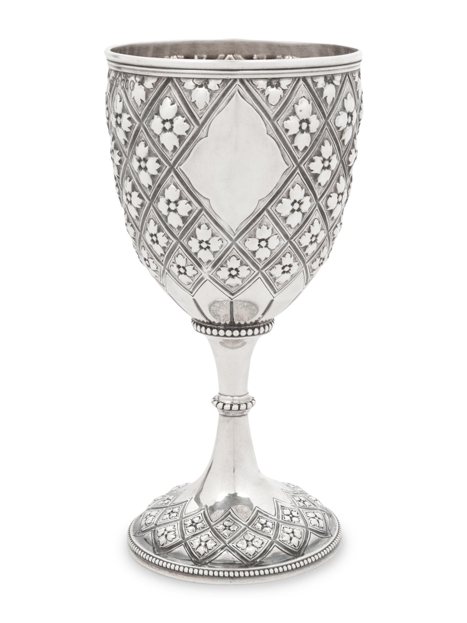 A Victorian Gothic Revival Silver Wine Goblet
