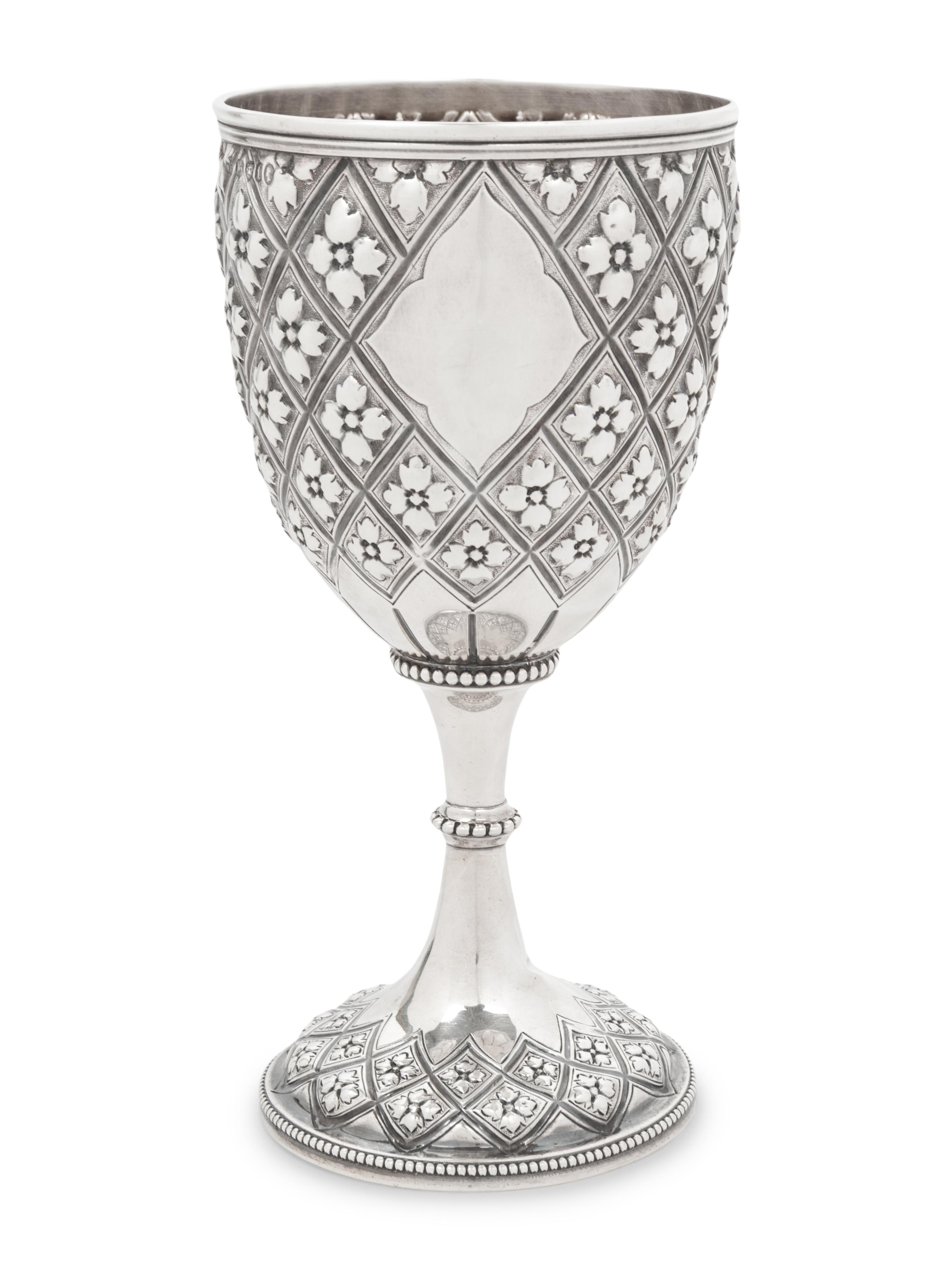 A Victorian Gothic Revival Silver Wine Goblet