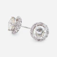 A Pair of 18K White Gold and Diamond Stud Earrings