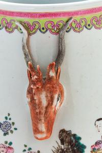A Chinese Famille Rose Porcelain 'Deer' Vase