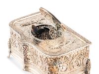 A German Silver and Enamel Singing Bird Automaton Box