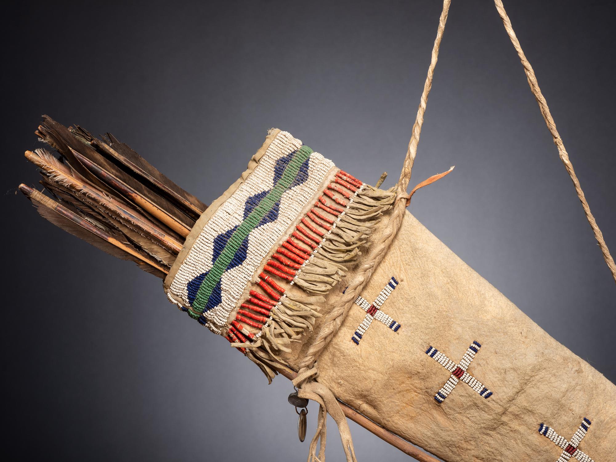 Yankton Sioux Beaded Hide Quiver, with Arrows
