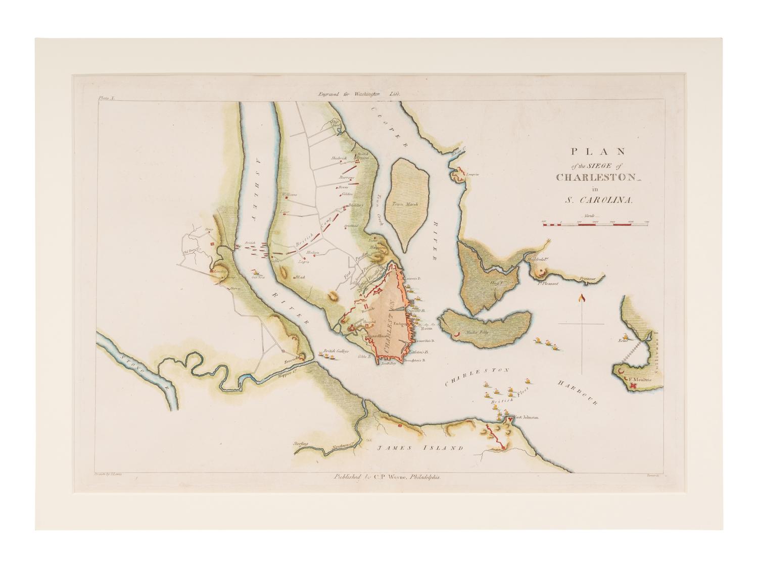 [MAP]. MARSHALL, John (1755-1835). Plan of the Siege of Charleston in S. Carolina . Philadelphia: C.P. Wayne, 1807.