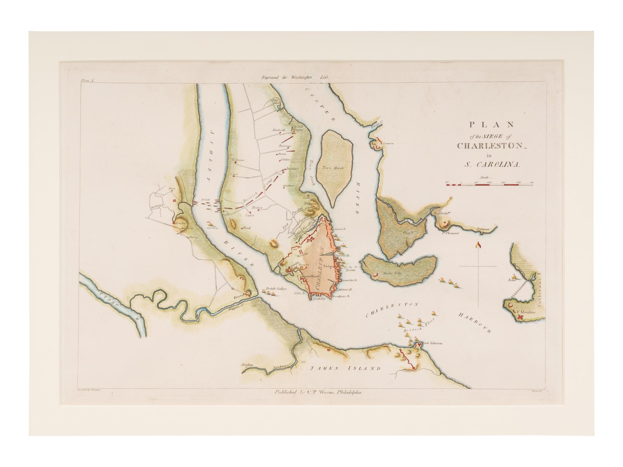 [MAP]. MARSHALL, John (1755-1835). Plan of the Siege of Charleston in S. Carolina . Philadelphia: C.P. Wayne, 1807.