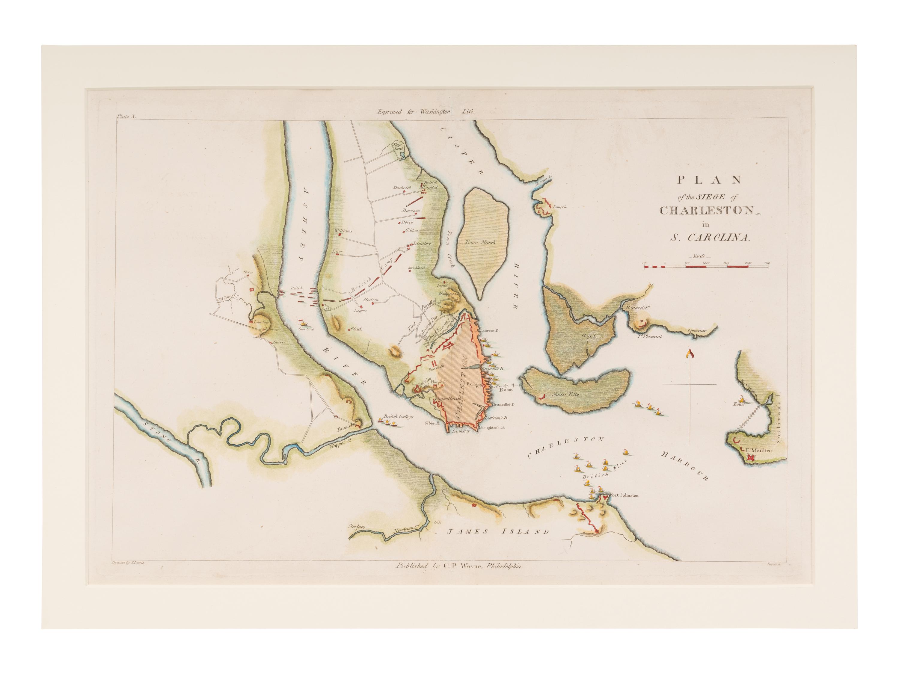 [MAP]. MARSHALL, John (1755-1835). Plan of the Siege of Charleston in S. Carolina . Philadelphia: C.P. Wayne, 1807.