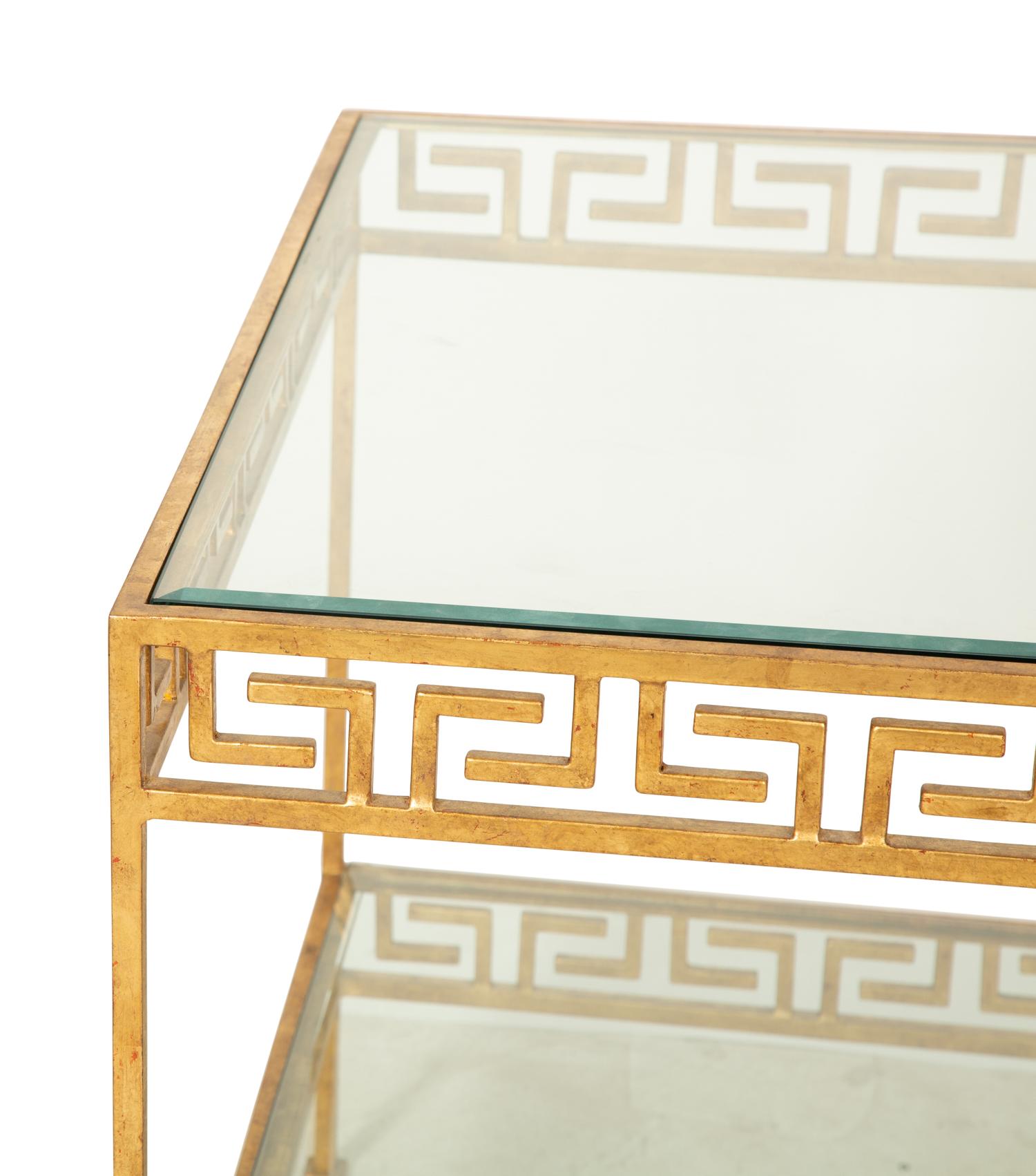 A Pair of Ebanista Jacques Stacking Gilt Decorated Wrought Iron Side Tables