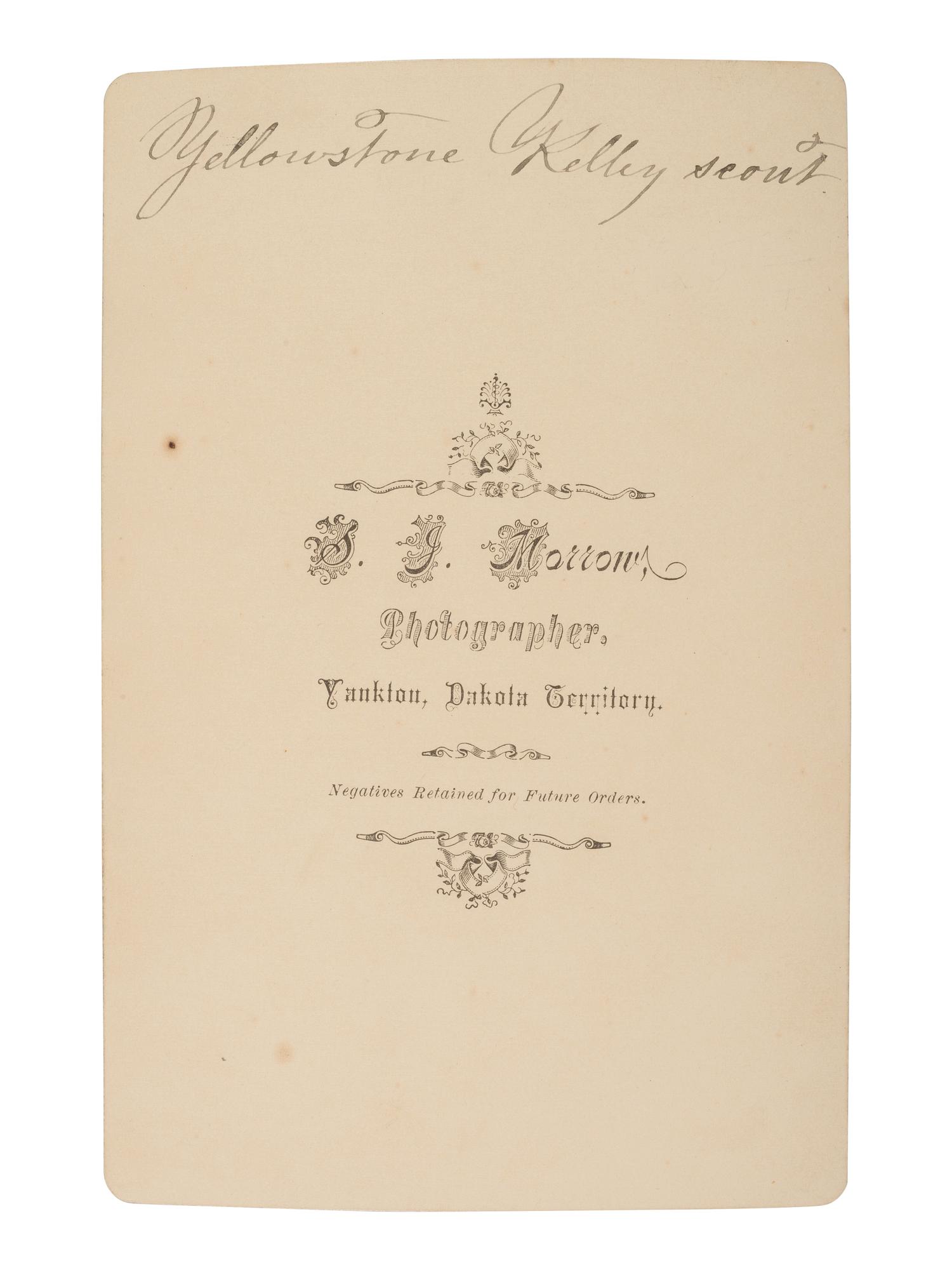 MORROW, Stanley J. (1843-1921), photographer. Cabinet card of Luther "Yellowstone" Kelly. Yankton, Dakota Territory.