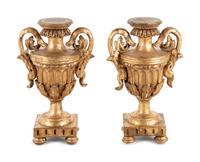A Pair of Italian Giltwood Urns