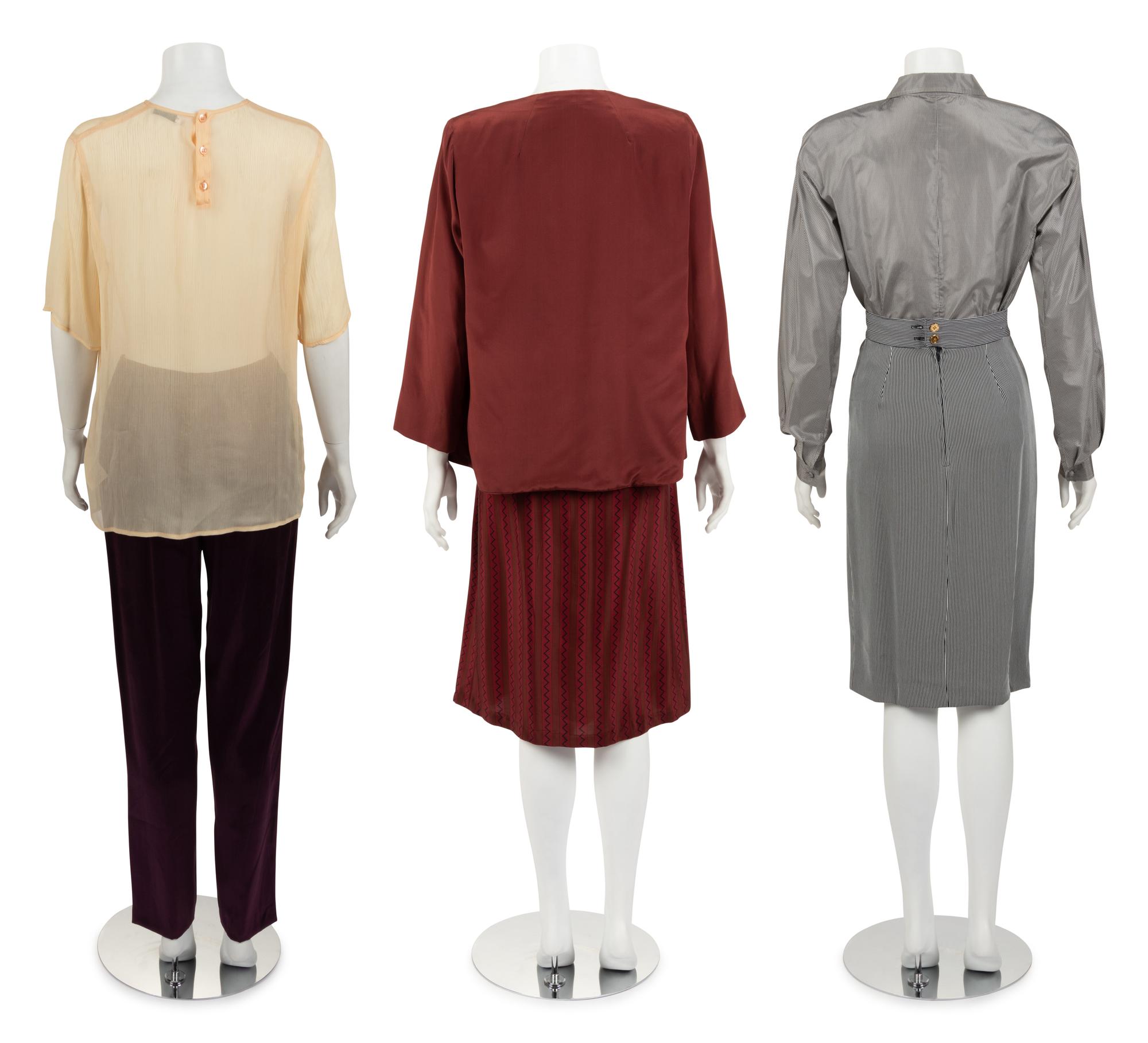 Collection of Five Designer Separates: One Giorgio Armani Blouse, One Calvin Klein Shirt, One Calvin Klein Skirt, One Calvin Klein Two-Piece Ensemble, One Pair Calvin Klein Pants, 1990s
