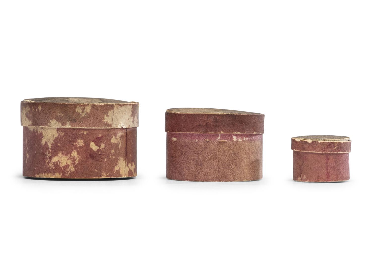 Three Miniature Graduated Stacking Wallpaper Boxes