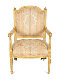 A Louis XVI Style Giltwood Fauteuil