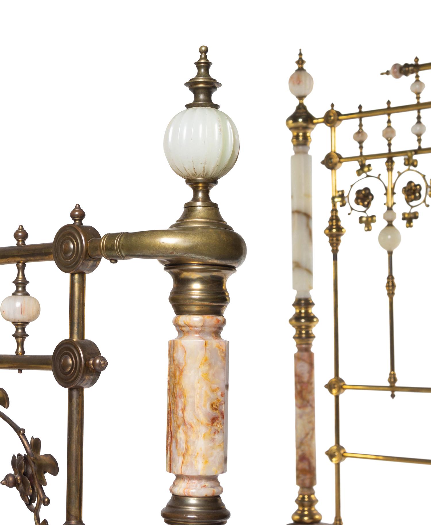 A Victorian Brass and Onyx Bed Frame
