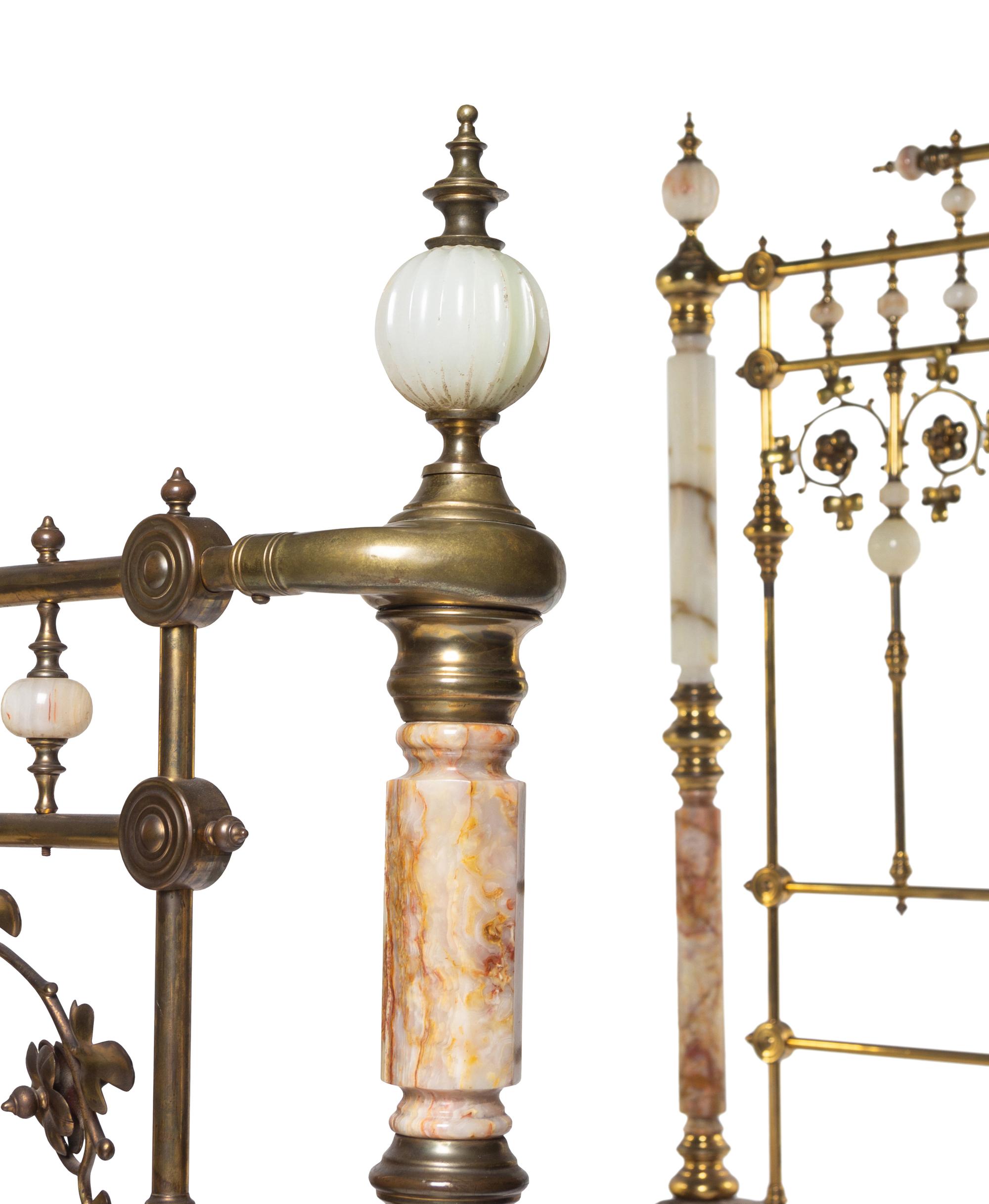 A Victorian Brass and Onyx Bed Frame