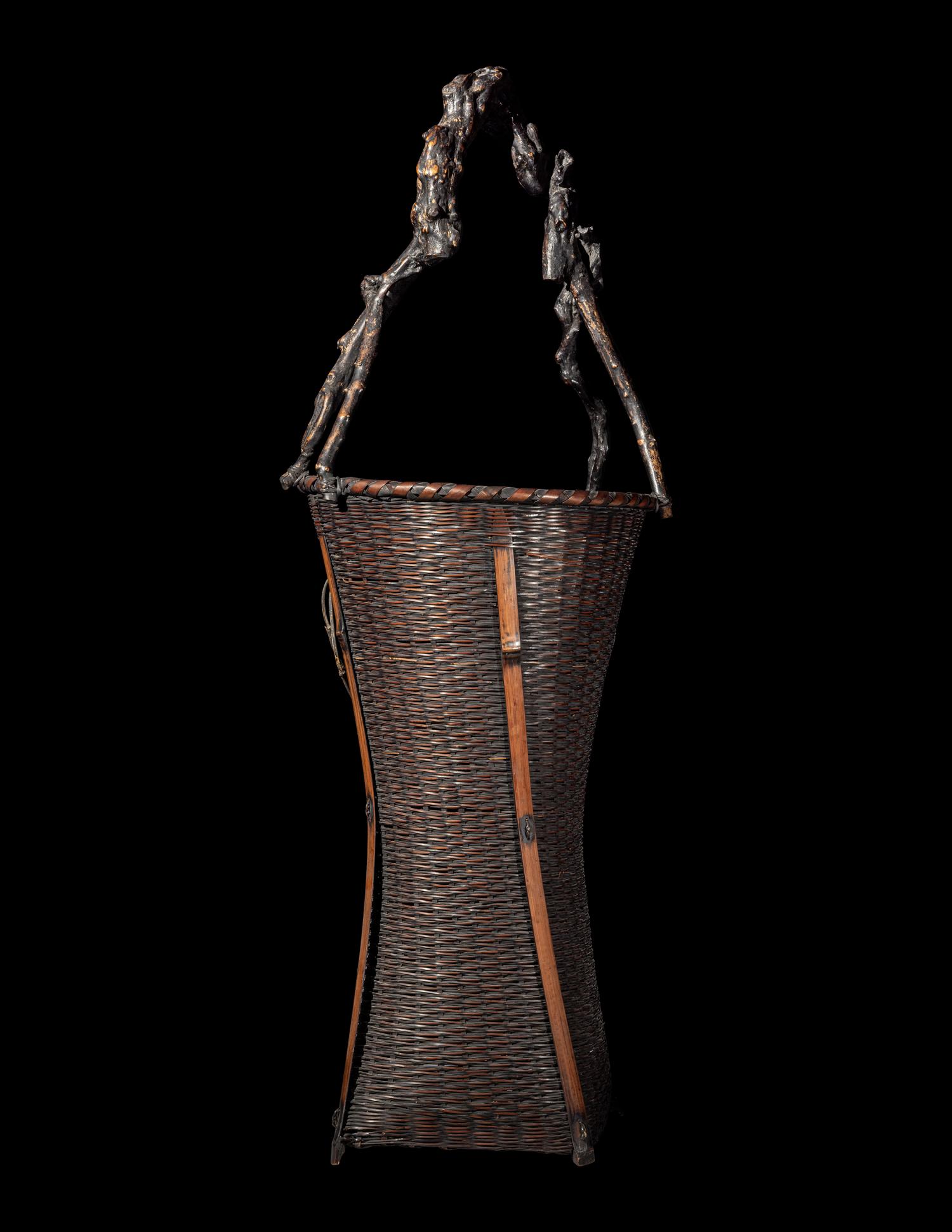 A Large Japanese Ikebana Bamboo Basket