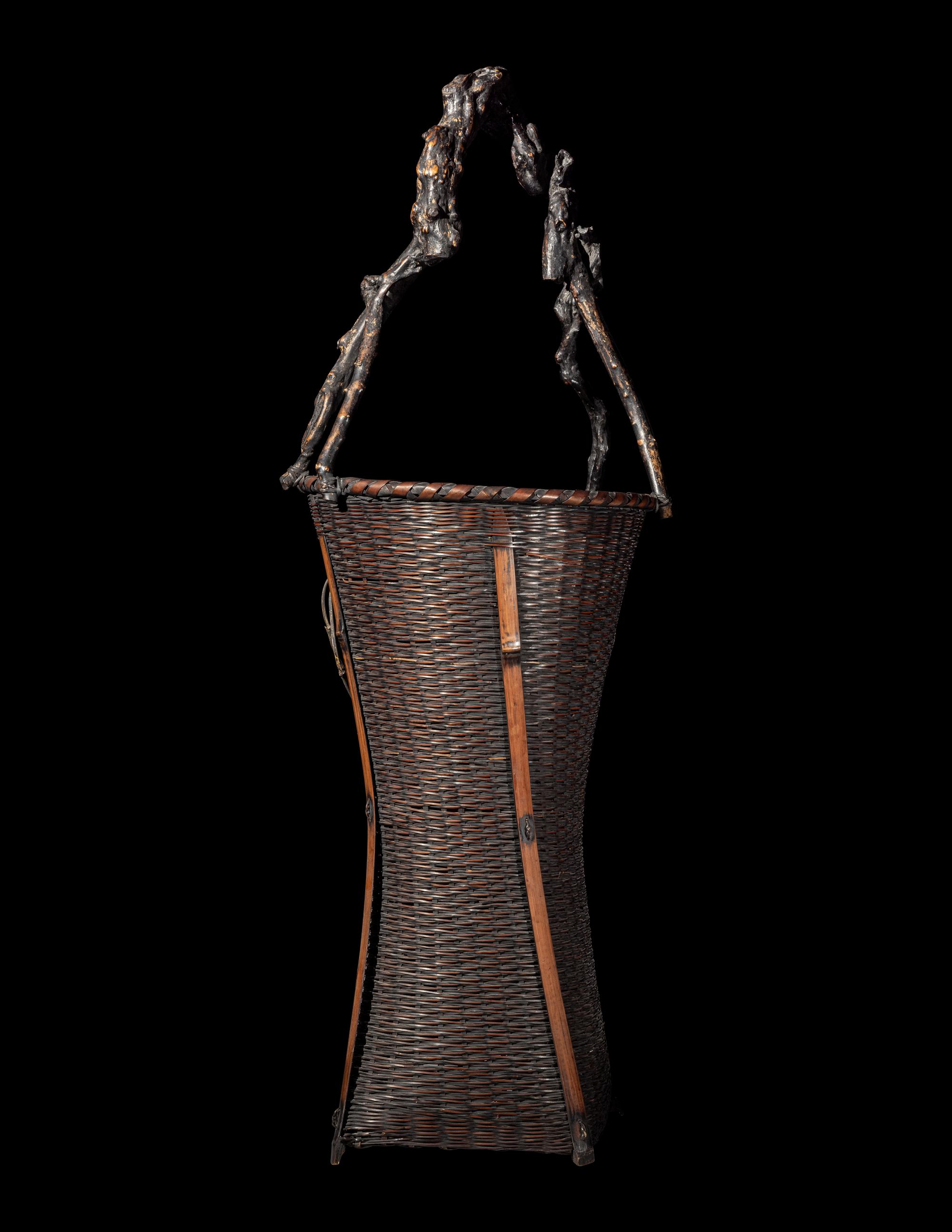 A Large Japanese Ikebana Bamboo Basket