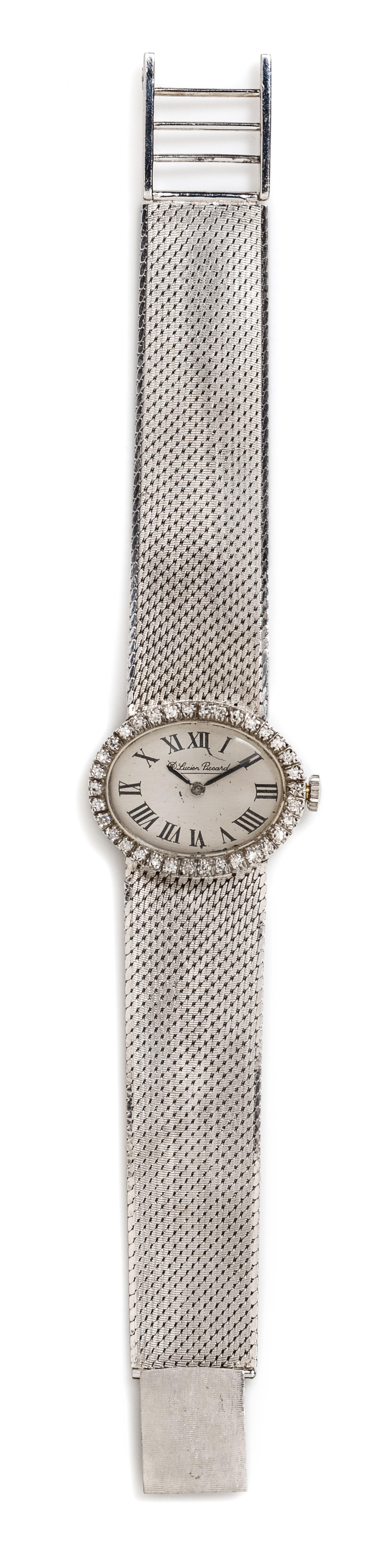 A 14 Karat White Gold and Diamond Wristwatch, Lucien Piccard, 29.90 dwts.