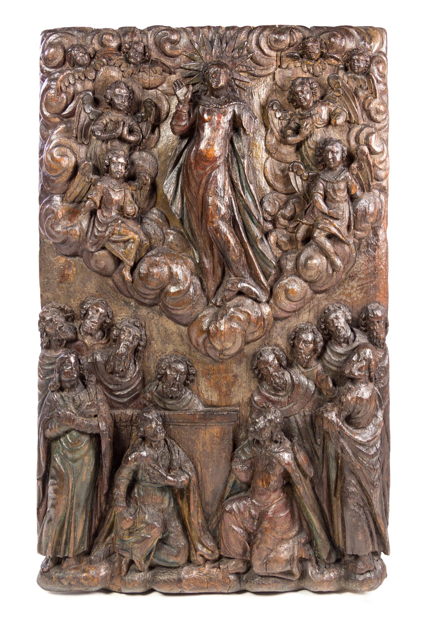 An Italian Baroque Carved Beechwood Panel Height 44 x width 28 inches. — CIRCA 1630-1650