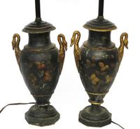 Pair of French Empire painted metal urns 19th century