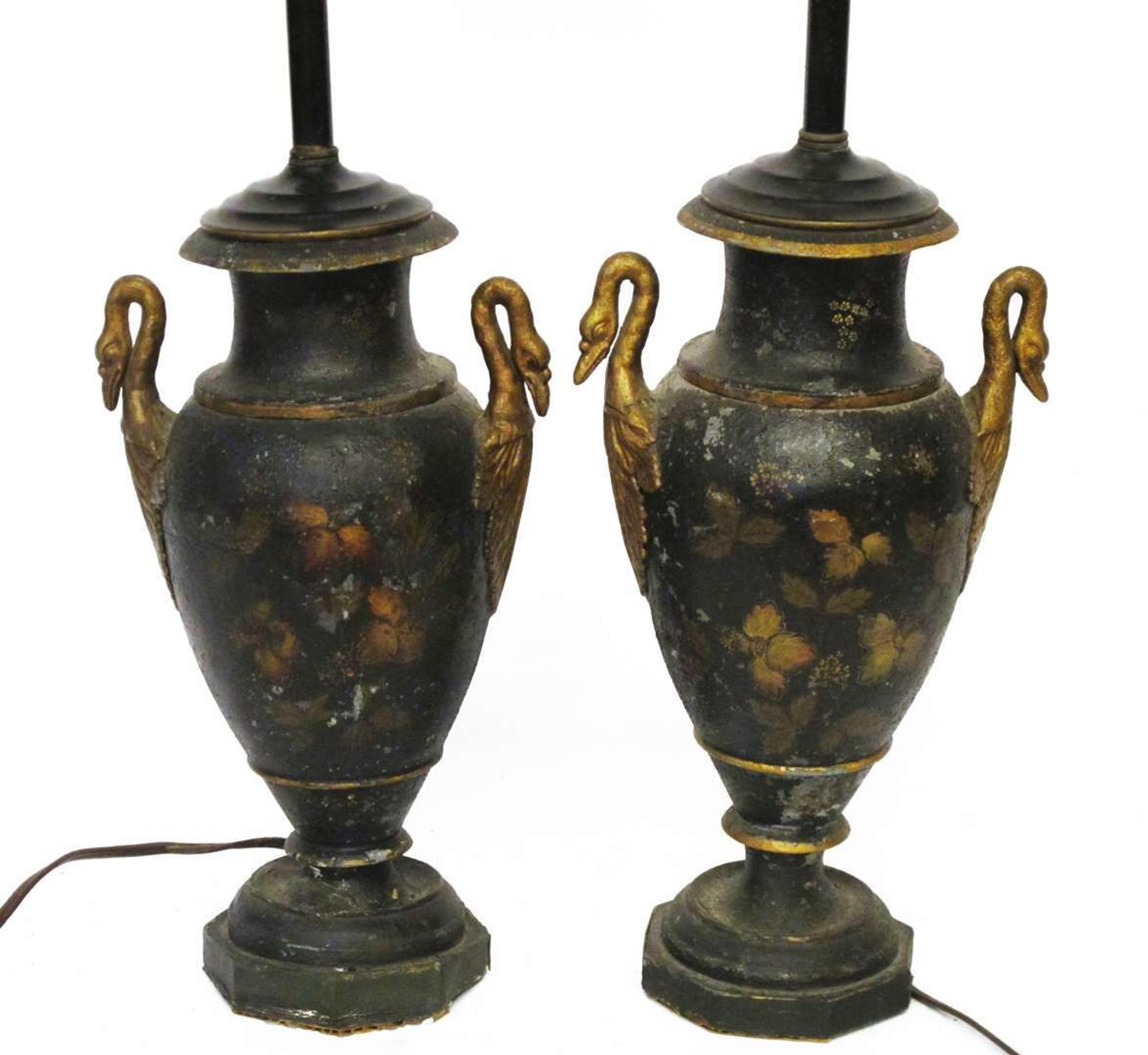 Pair of French Empire painted metal urns 19th century