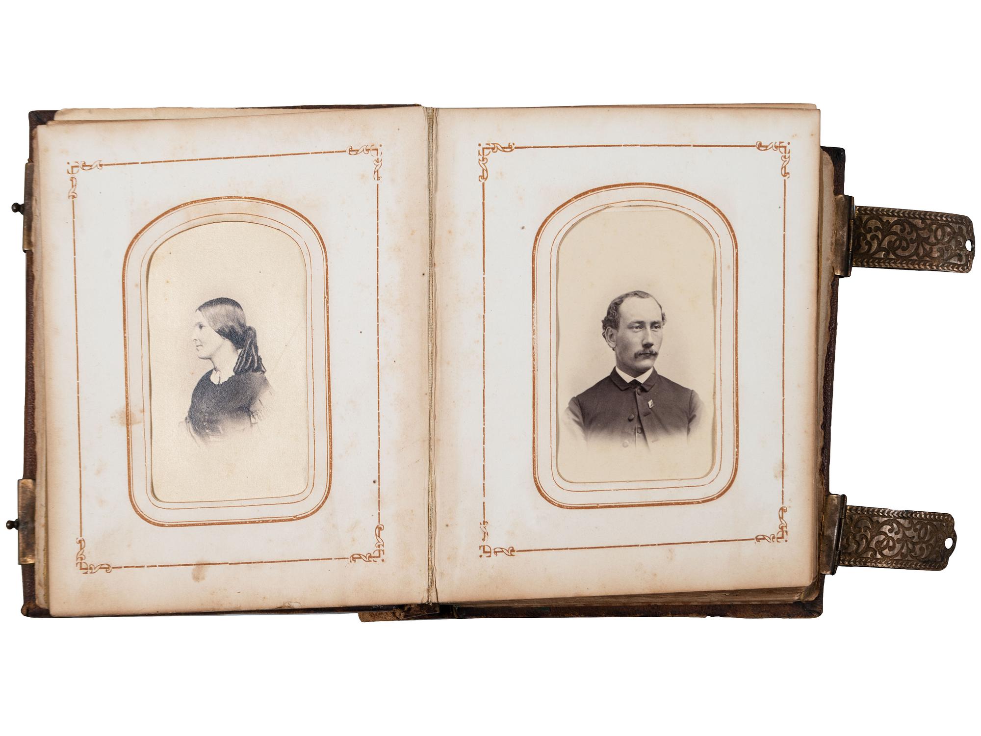 [EARLY PHOTOGRAPHY]. A collection of CDVs, cabinet cards, and real photo postcards, highlighted by a view of Seth Kinman's chair, an occupational view of women at work, views of young men prior to enlisting in the Civil War, and portraiture.