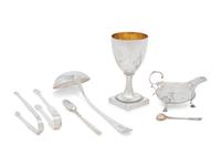A Group of Seven English Silver Hollowware and Flatware Articles