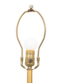 A Pair of Gilt Metal and Giltwood Palm Tree Lamps Hung with Faceted Prisms